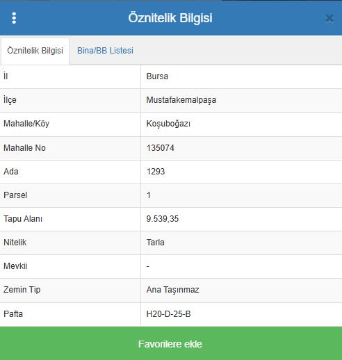 BURSA MUSTAFAKEMLAPAŞA KOŞUBOĞAZI SATILIK 9539 m2 TARLA